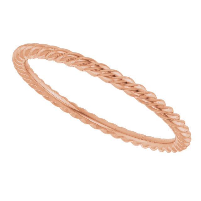 14K Rose 1.3 mm Skinny Rope Band Size 7