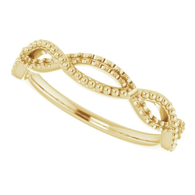 14K Yellow 1/8 CTW Diamond Infinity-Inspired Beaded Anniversary Band