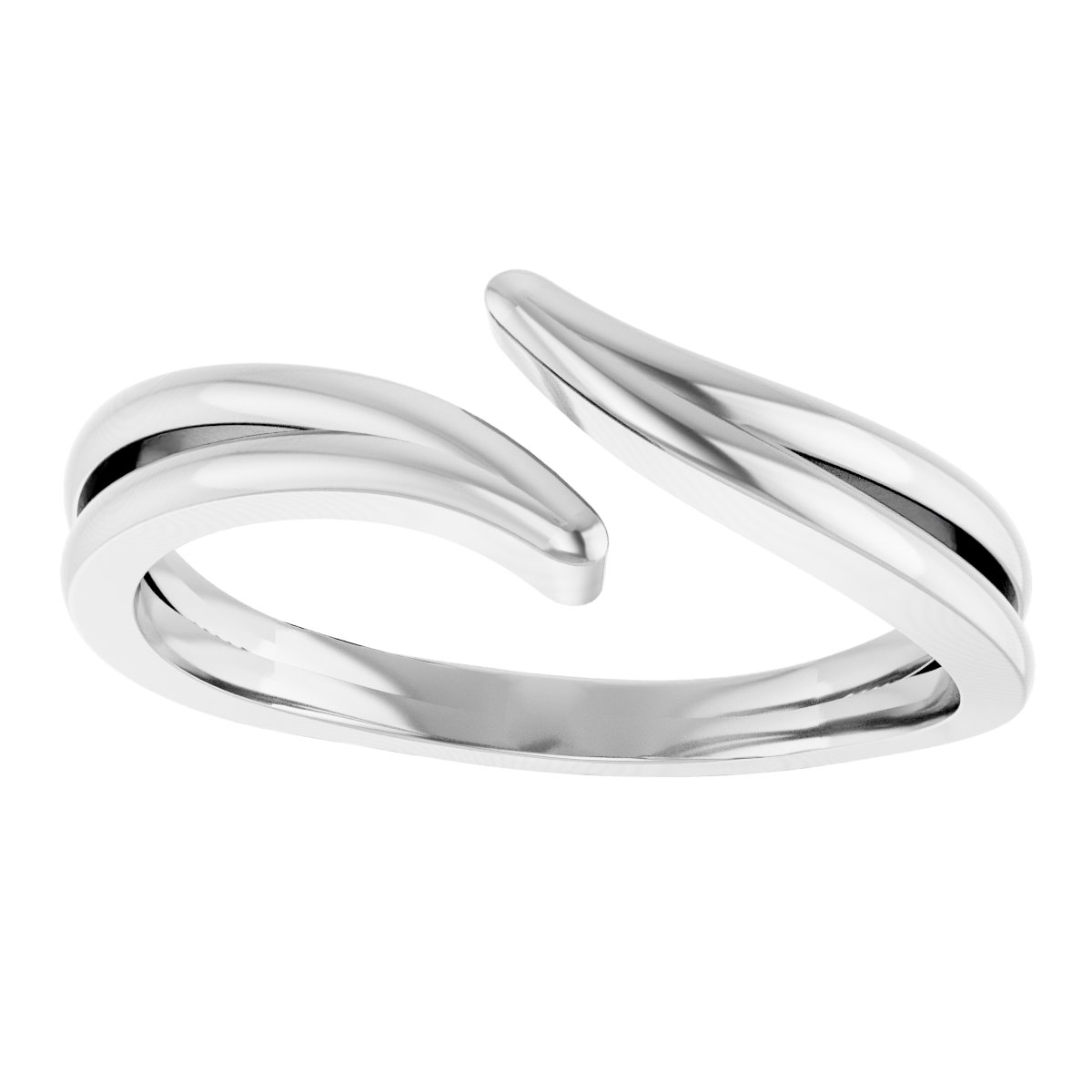 14K White Bypass Ring