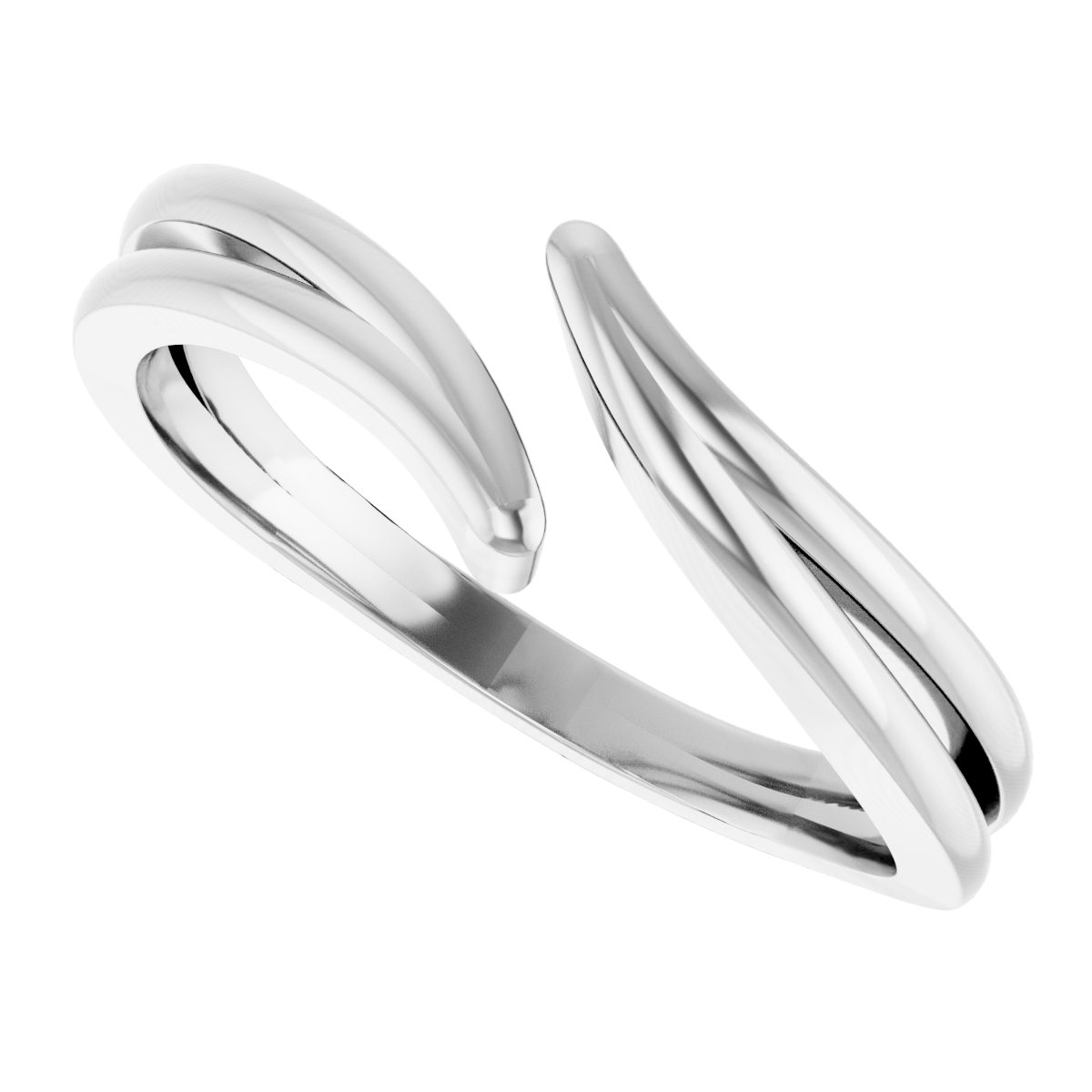 14K White Bypass Ring