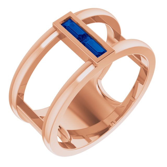 14K Rose Natural Blue Sapphire Negative Space Ring