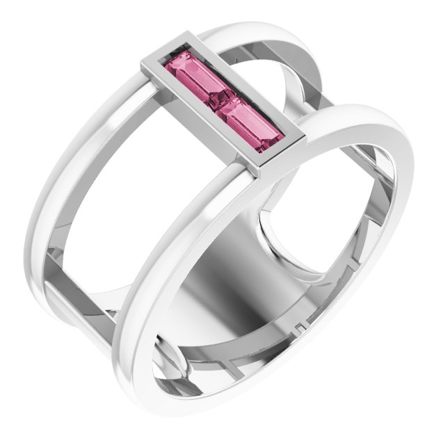 Sterling Silver Natural Pink Tourmaline Negative Space Ring