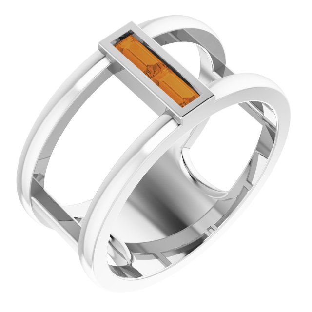 Sterling Silver Natural Citrine Negative Space Ring