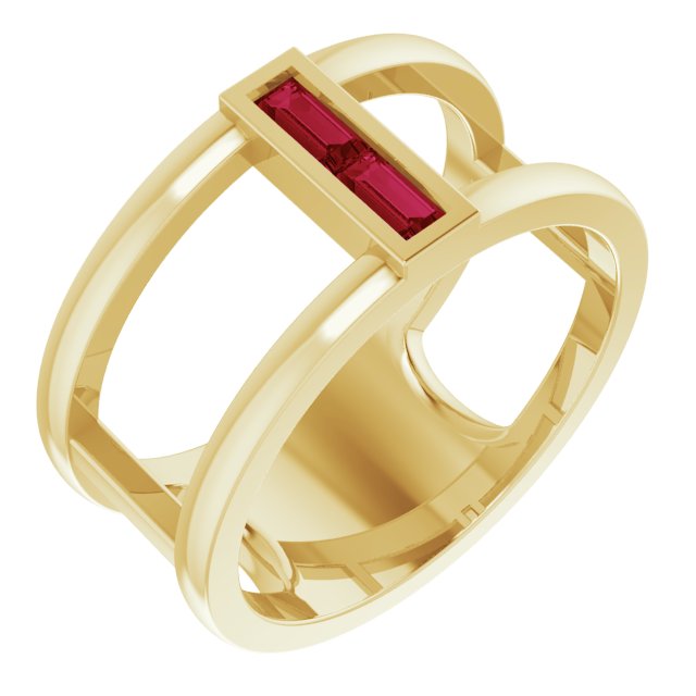 14K Yellow Ruby Baguette Ring