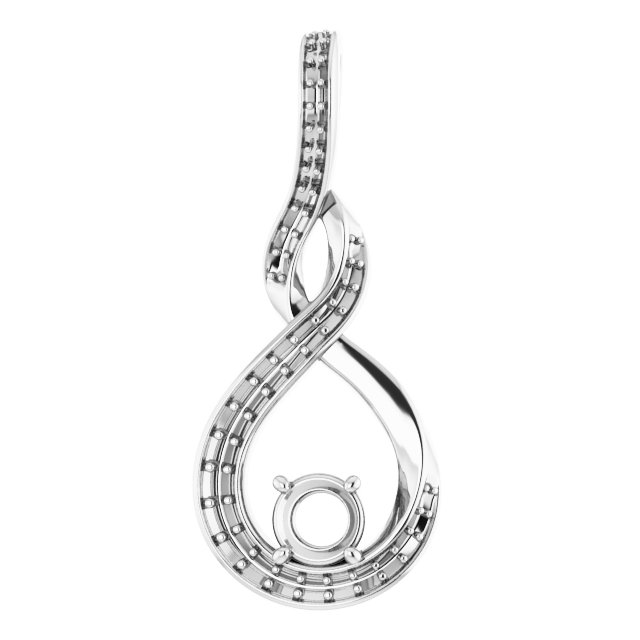 14K White 3/8 CTW Natural Diamond Pendant 