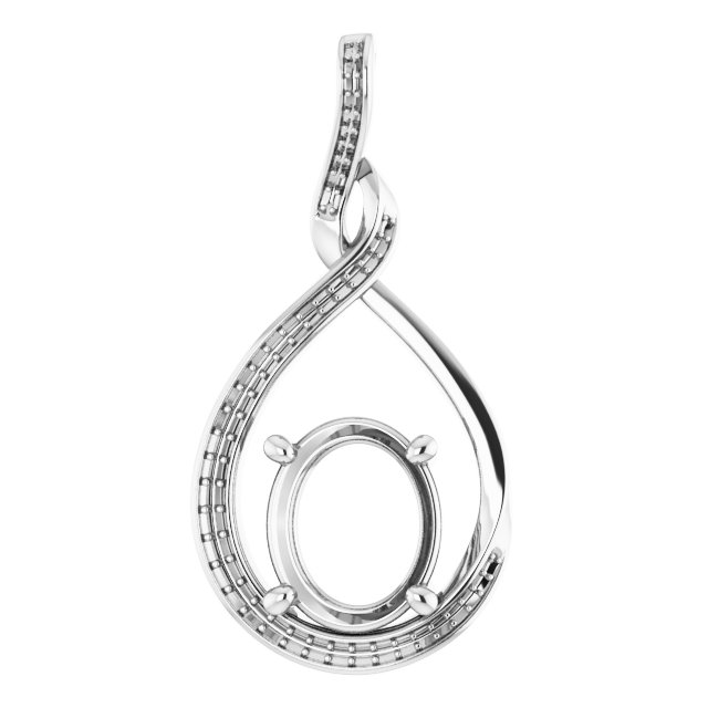 Continuum Sterling Silver  11x9 mm Oval Pendant Mounting