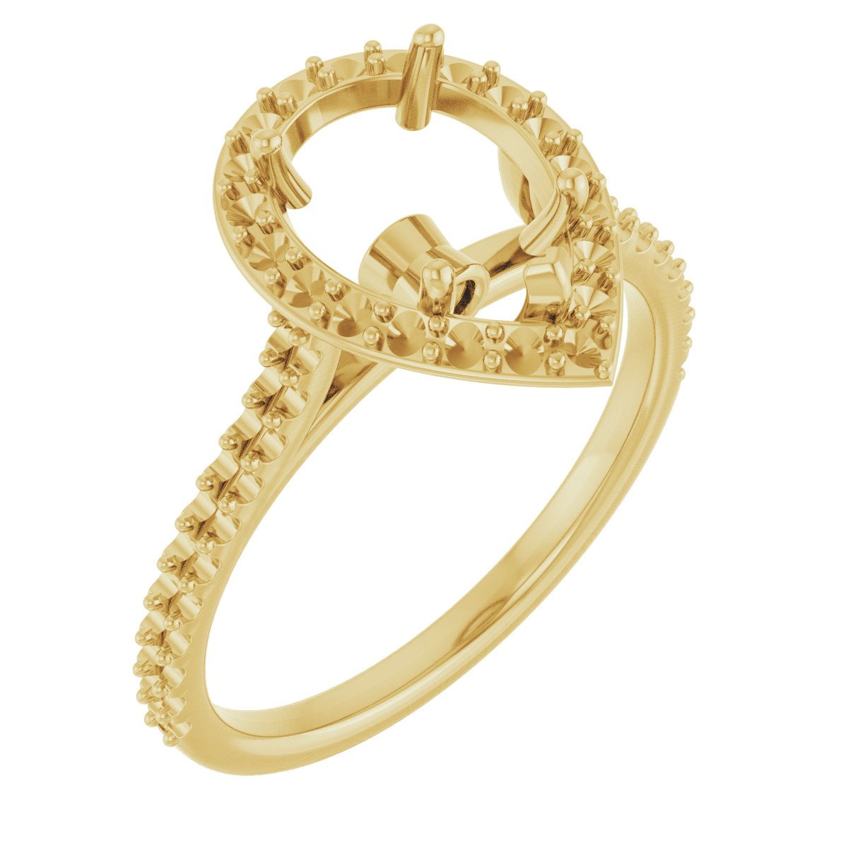 10K Yellow 10x7 mm Pear Halo-Style Engagement Ring Mounting
