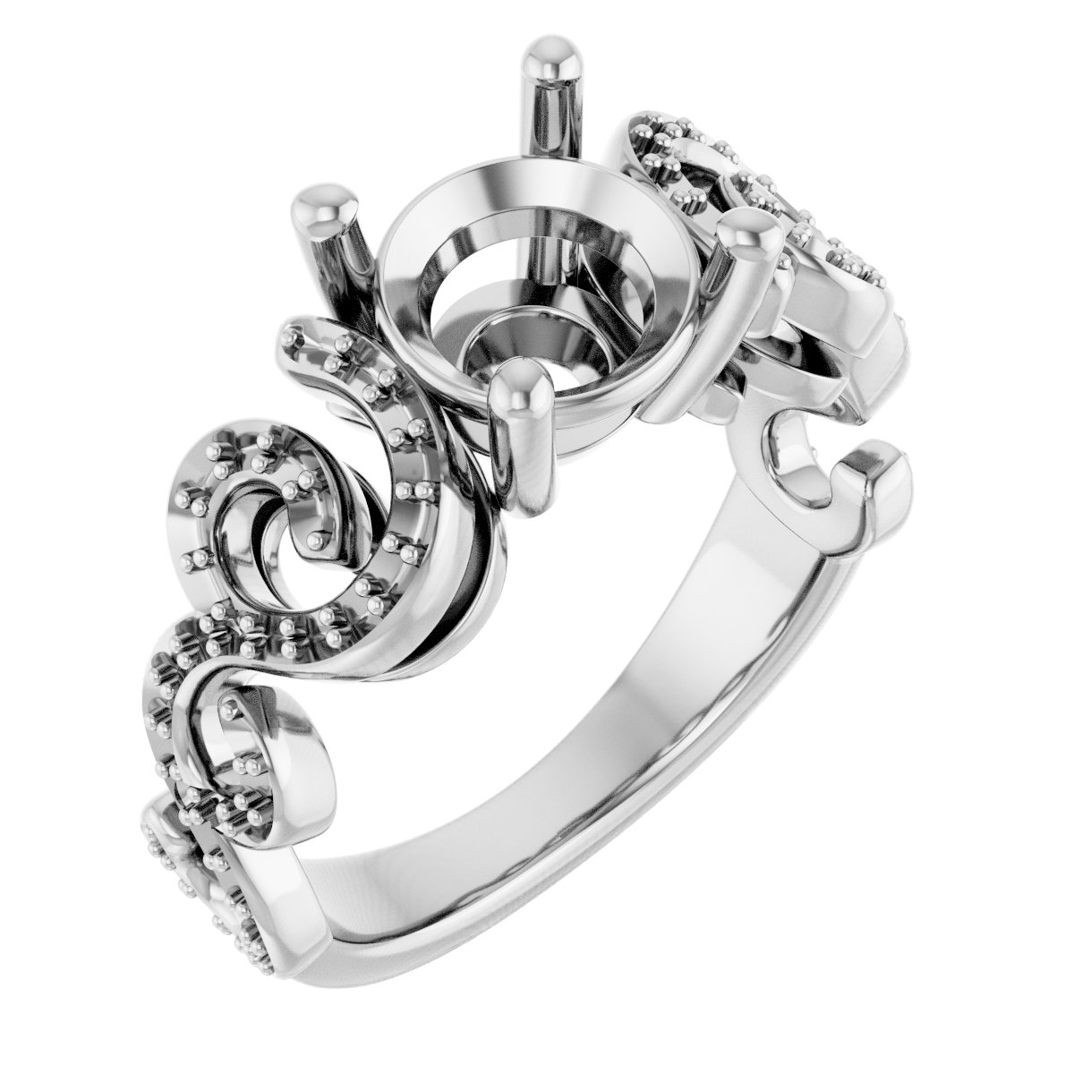 Accented Sculptural Engagement Ring