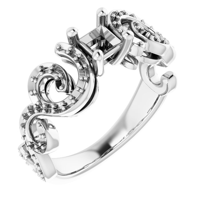 Accented Sculptural Engagement Ring