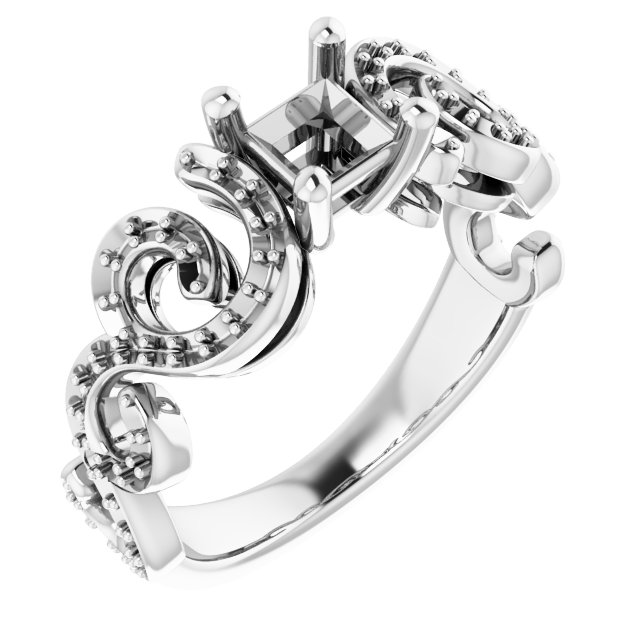 Accented Sculptural Engagement Ring