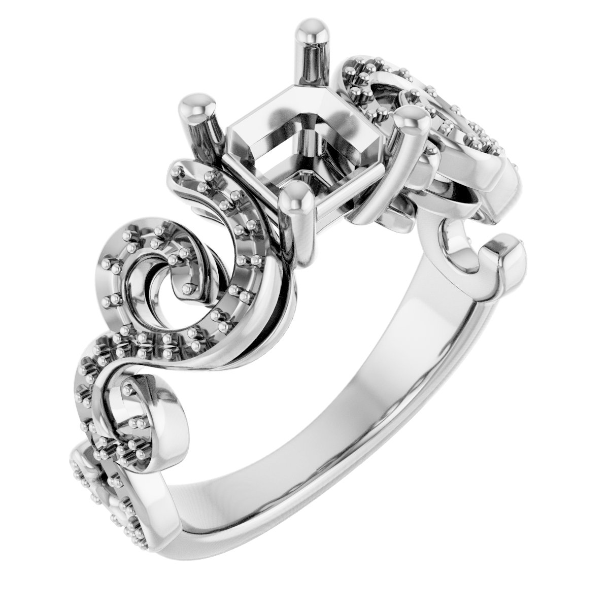 Accented Sculptural Engagement Ring