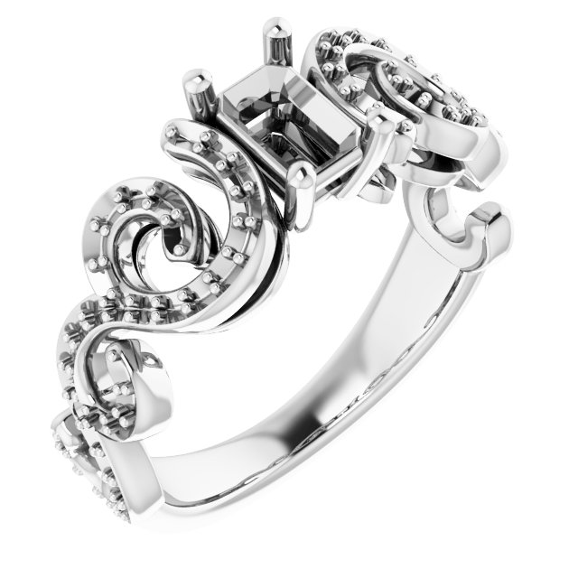 Accented Sculptural Engagement Ring