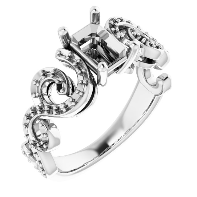 Accented Sculptural Engagement Ring