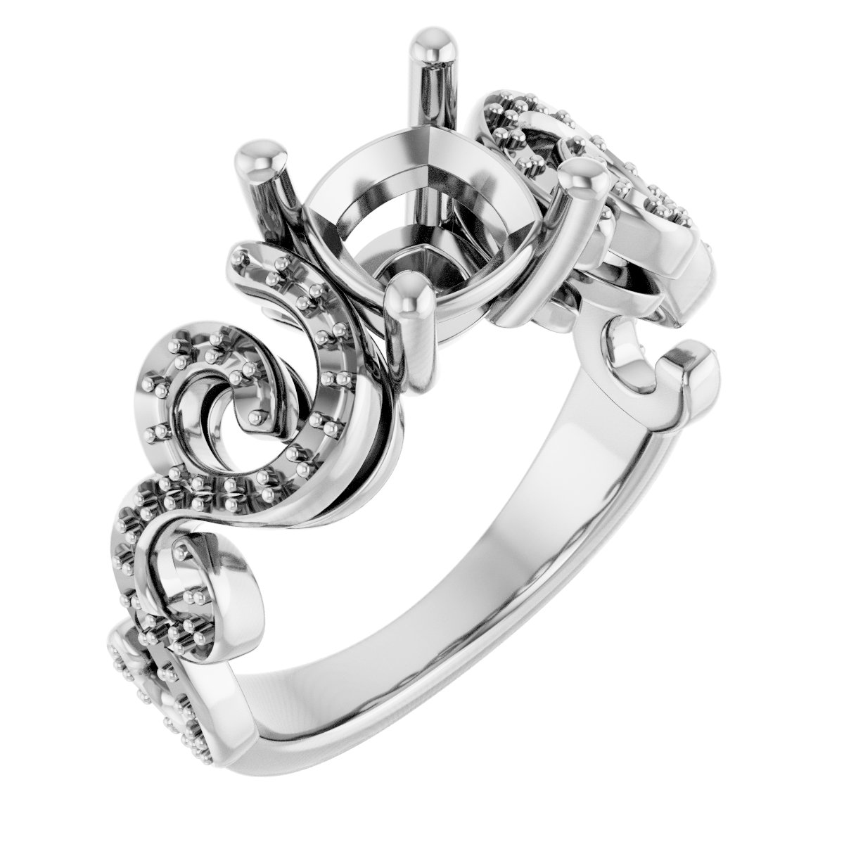 Accented Sculptural Engagement Ring