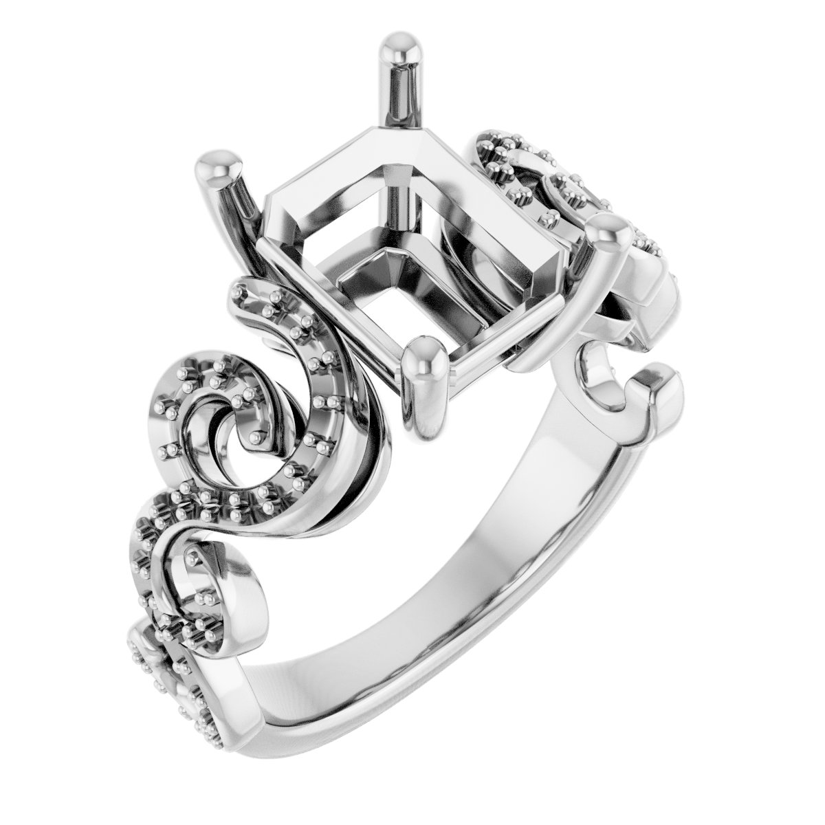 Accented Sculptural Engagement Ring