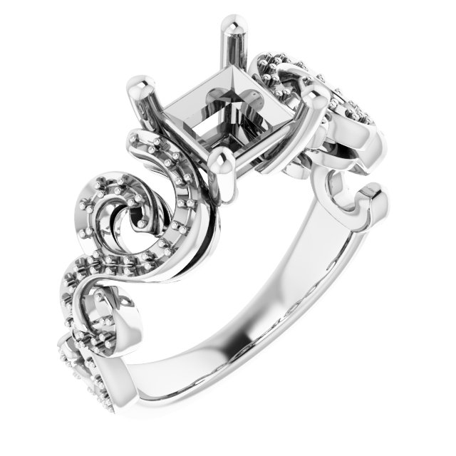 Accented Sculptural Engagement Ring