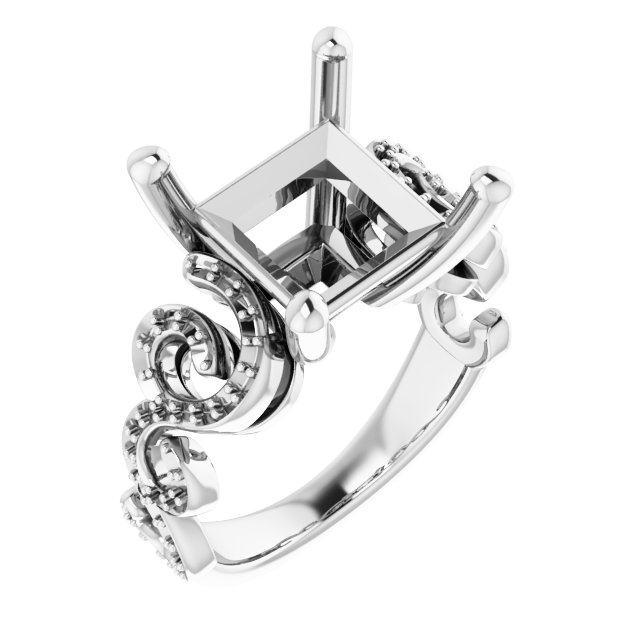 Accented Sculptural Engagement Ring