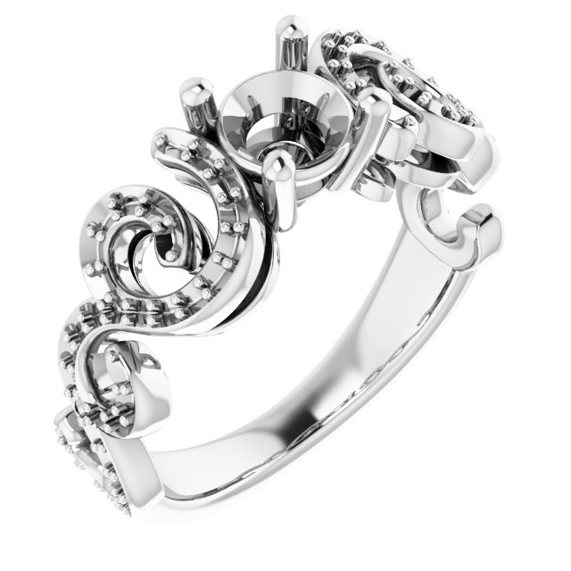Accented Sculptural Engagement Ring