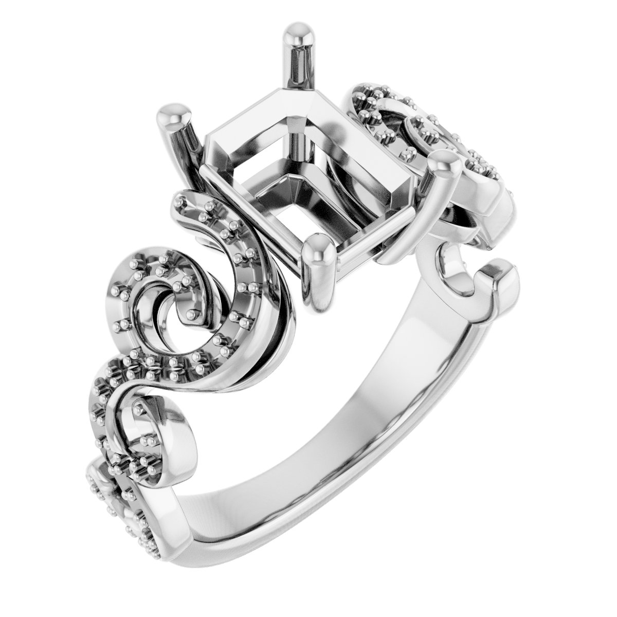 Accented Sculptural Engagement Ring