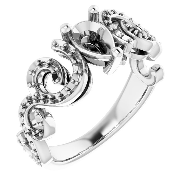 Accented Sculptural Engagement Ring