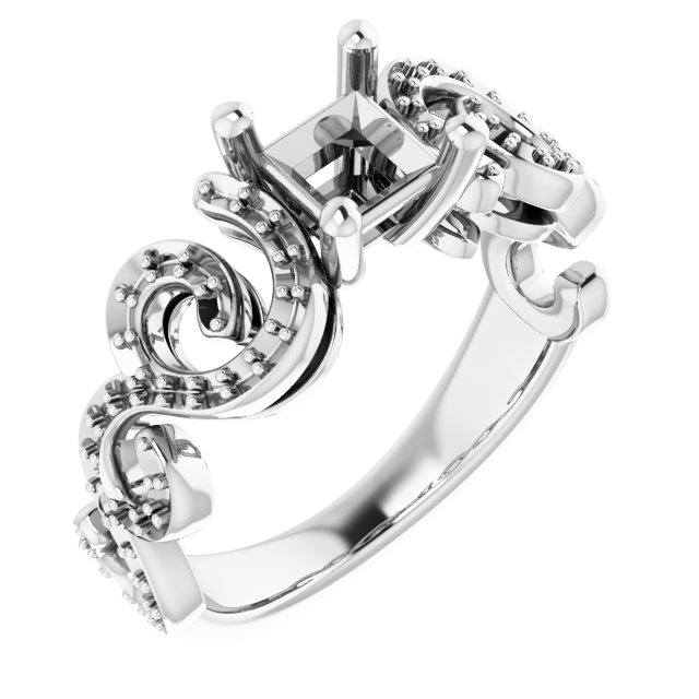 Accented Sculptural Engagement Ring