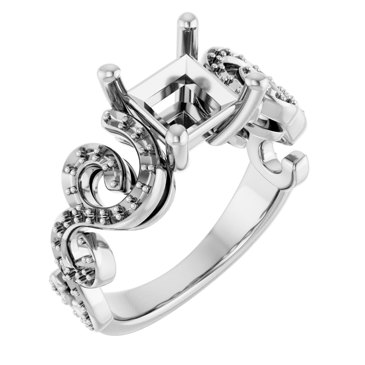 Accented Sculptural Engagement Ring