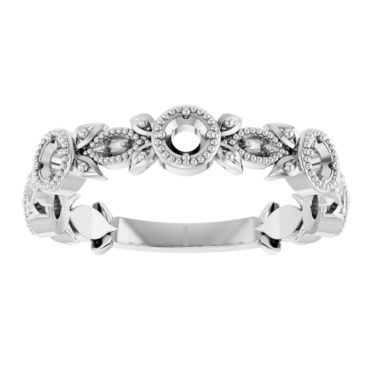 14K White 1/3 CTW Natural Diamond Leaf Ring    