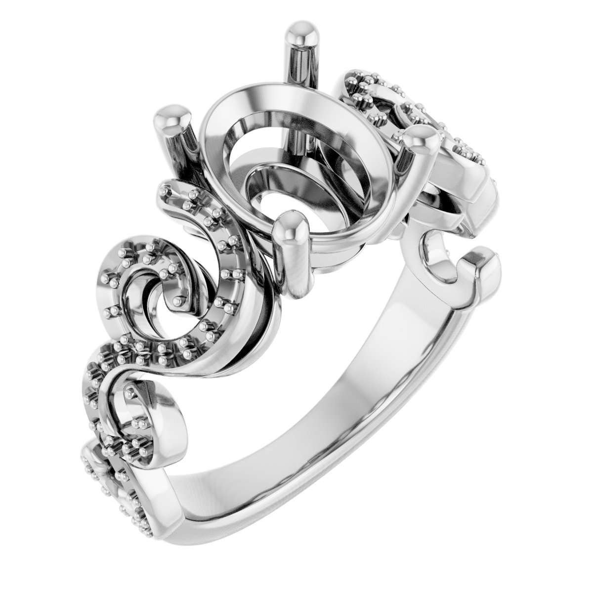 Accented Sculptural Engagement Ring
