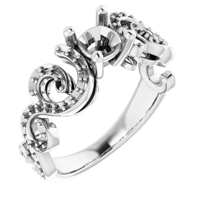 Accented Sculptural Engagement Ring