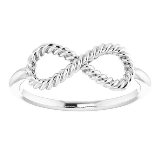 14K White Infinity-Inspired Rope Ring