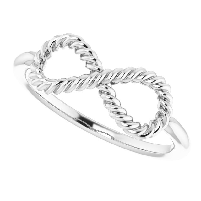 14K White Infinity-Inspired Rope Ring