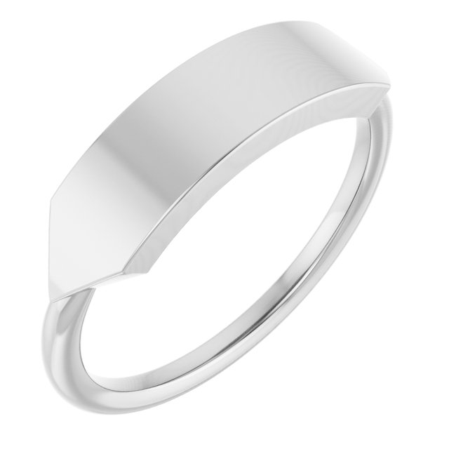 14K White 19.7x5 mm Geometric Signet Ring