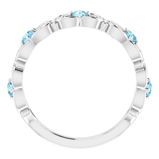 Sterling Silver Natural Aquamarine & .02 CTW Natural Diamond Scroll Ring