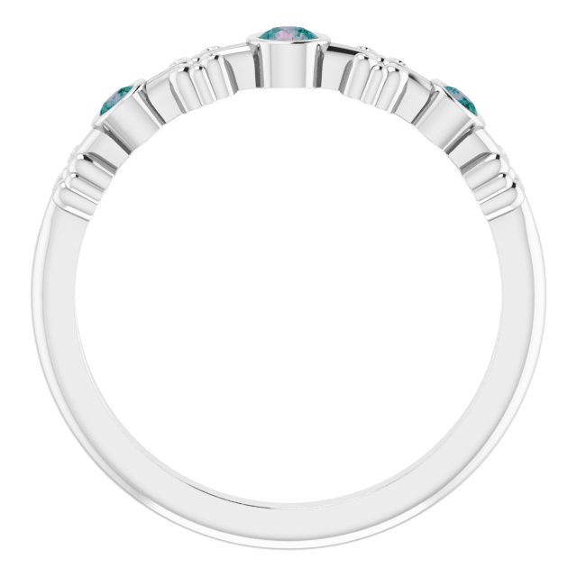 Platinum Lab-Grown Alexandrite Bezel-Set Ring 
