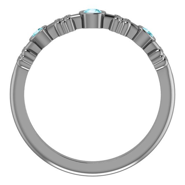14K White Blue Zircon Bezel-Set Ring