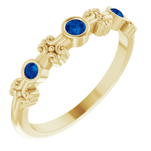 14K Yellow Natural Blue Sapphire Bezel-Set Ring