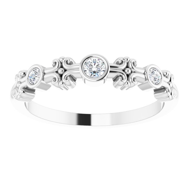 14K White .10 CTW Diamond Bezel-Set Ring              