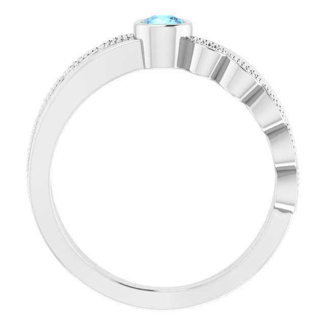 14K White Natural Aquamarine & .05 CTW Natural Diamond Ring