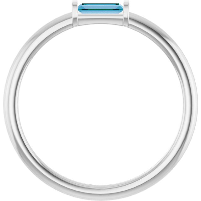 14K White Swiss Blue Topaz Stackable Ring