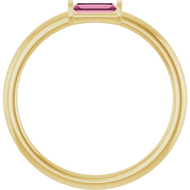 14K Yellow Natural Pink Tourmaline Stackable Ring