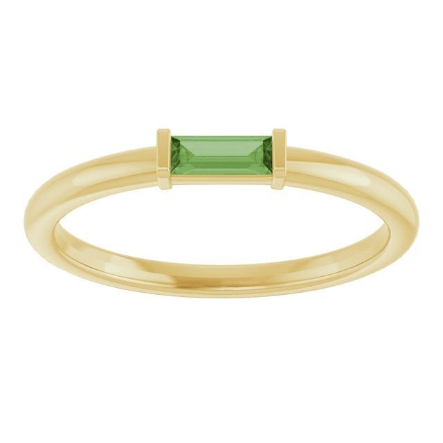 14K Yellow Green Tourmaline Stackable Ring