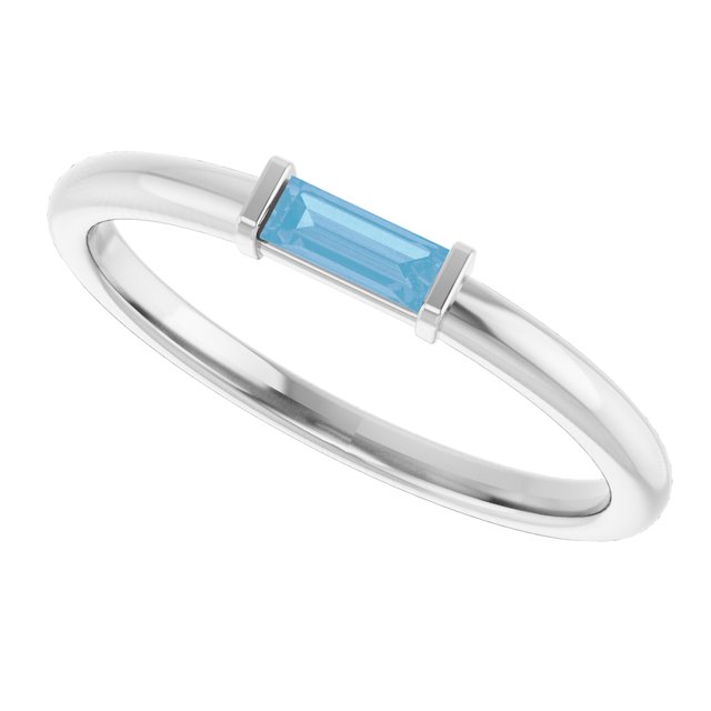 14K White Sky Blue Topaz Stackable Ring