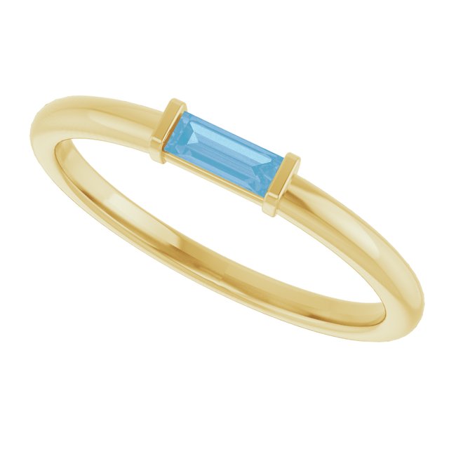 14K Yellow Natural Swiss Blue Topaz Stackable Ring