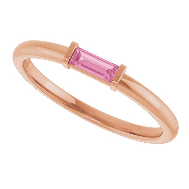 14K Rose Pink Tourmaline Stackable Ring