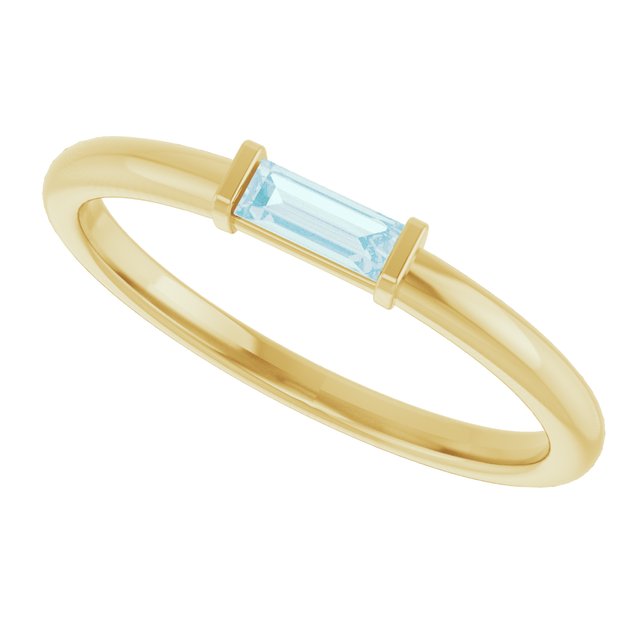 14K Yellow Sky Blue Topaz Stackable Ring