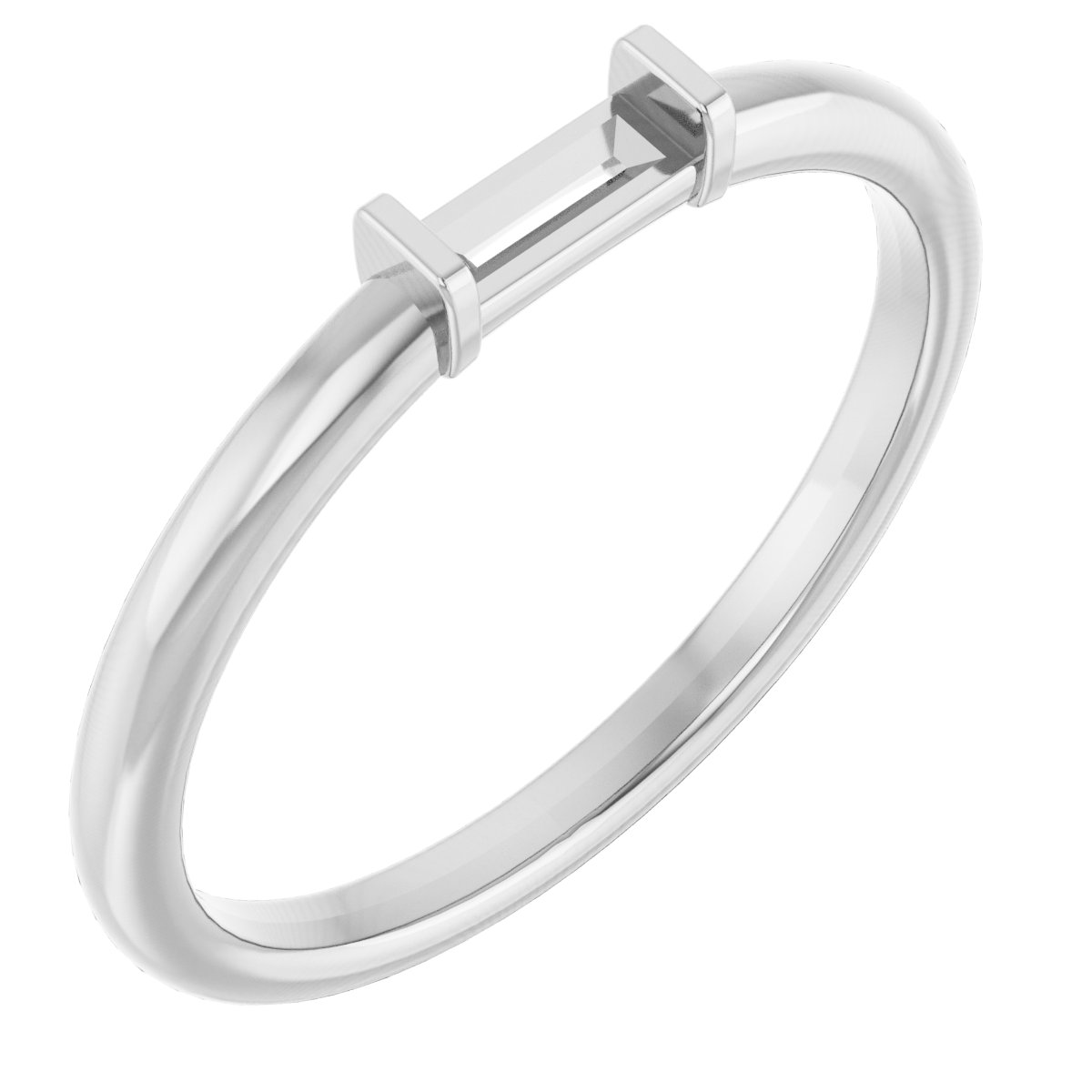 Platinum 5x2 mm Straight Baguette Stackable Ring Mounting