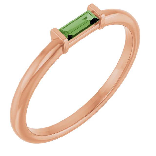 14K Rose Natural Green Tourmaline Stackable Ring