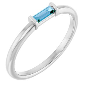 14K White Natural Swiss Blue Topaz Stackable Ring