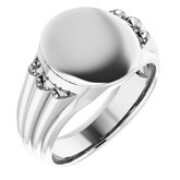 Sterling Silver 14.5x13 mm Oval Signet Ring Mounting 
