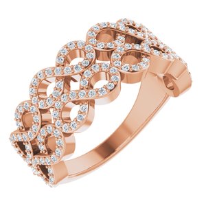 14K Rose 3/8 CTW Natural Diamond Inifinity-Inspired Ring